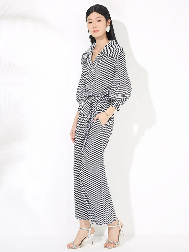 Relaxed Wavy Pleated Pant Set
