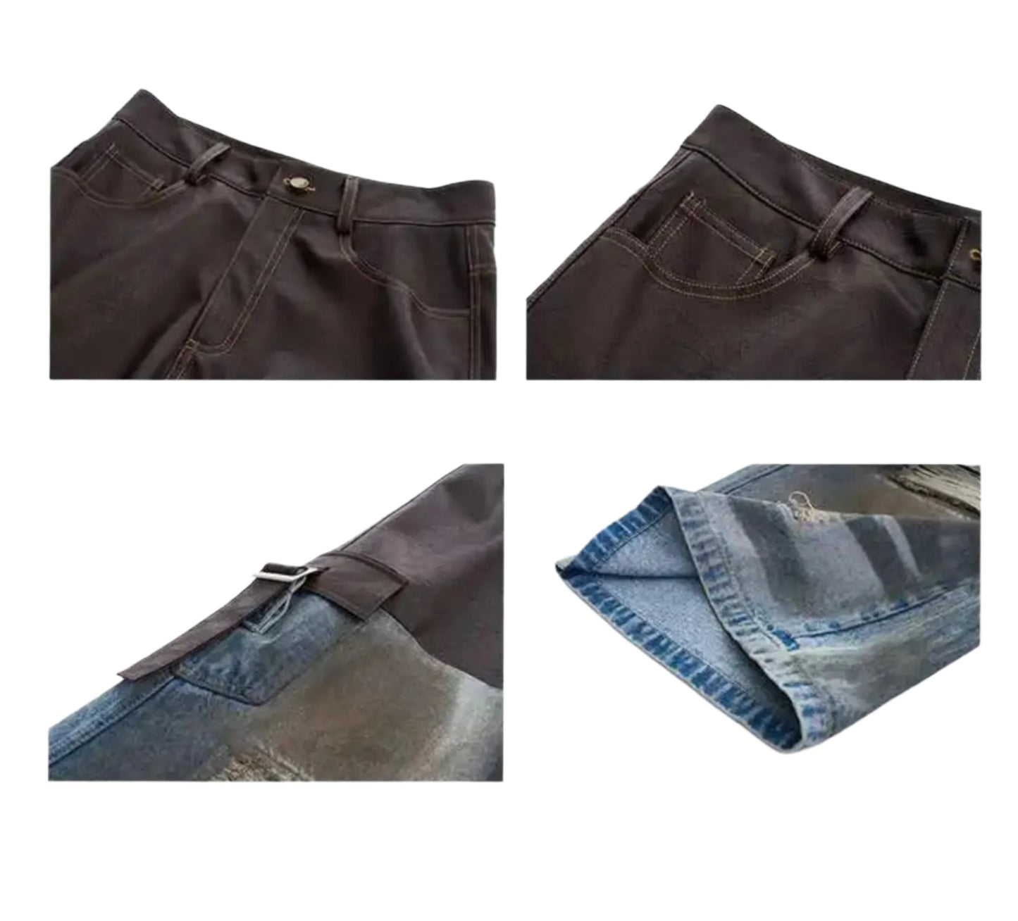 Men's Vegan Leather & Distressed Denim Set