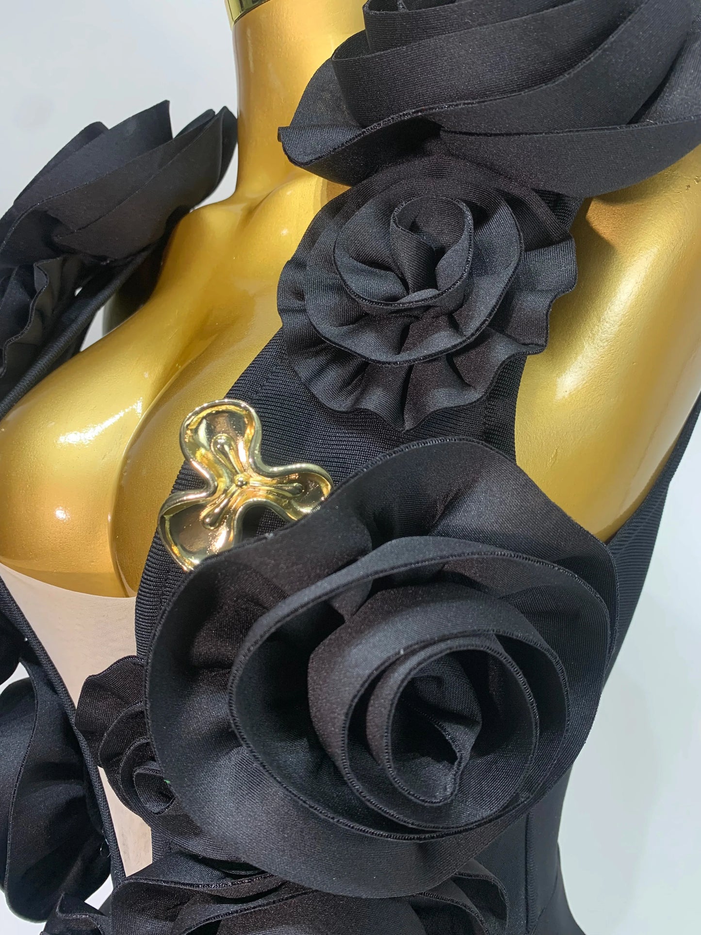 Black Floral Sleeveless Mermaid Dress