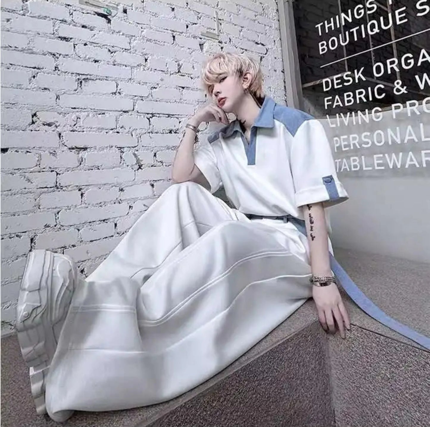 Men's Cotton Wide Leg Pant Set