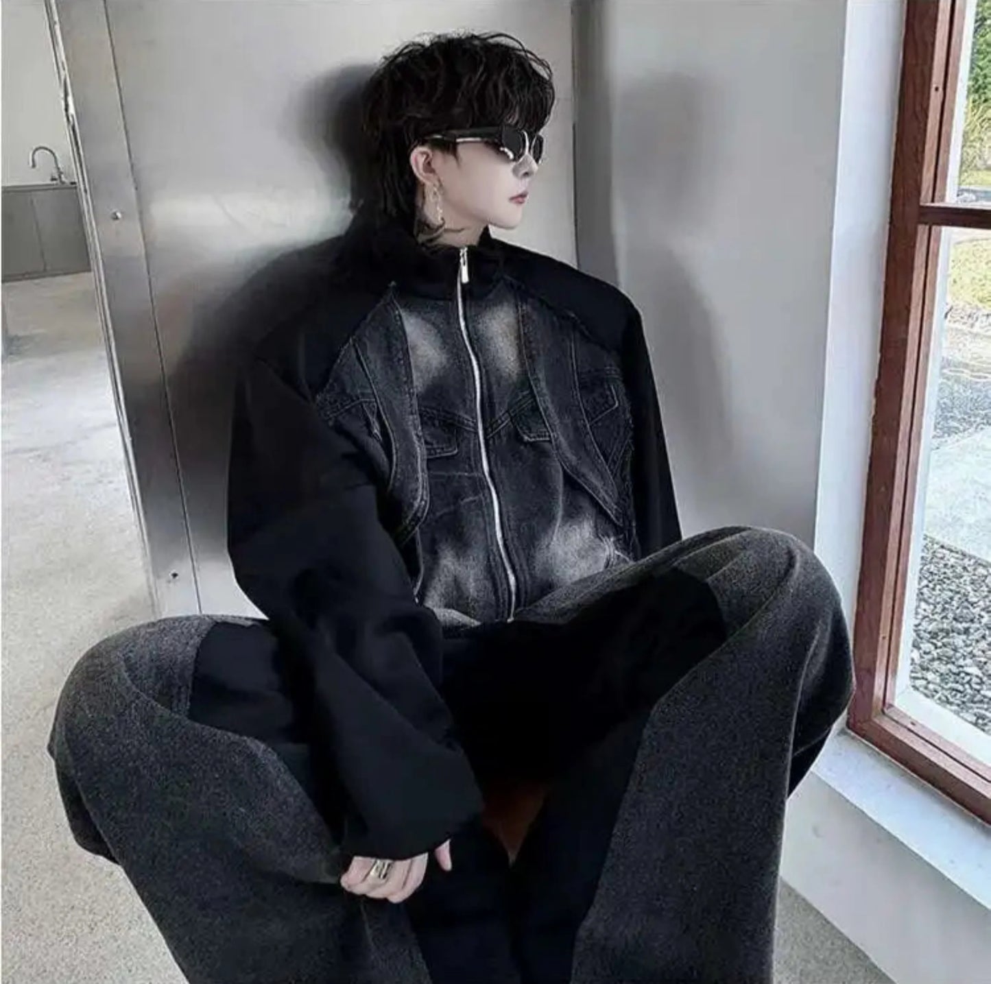 Men's Denim Two-Tone Oversized Set