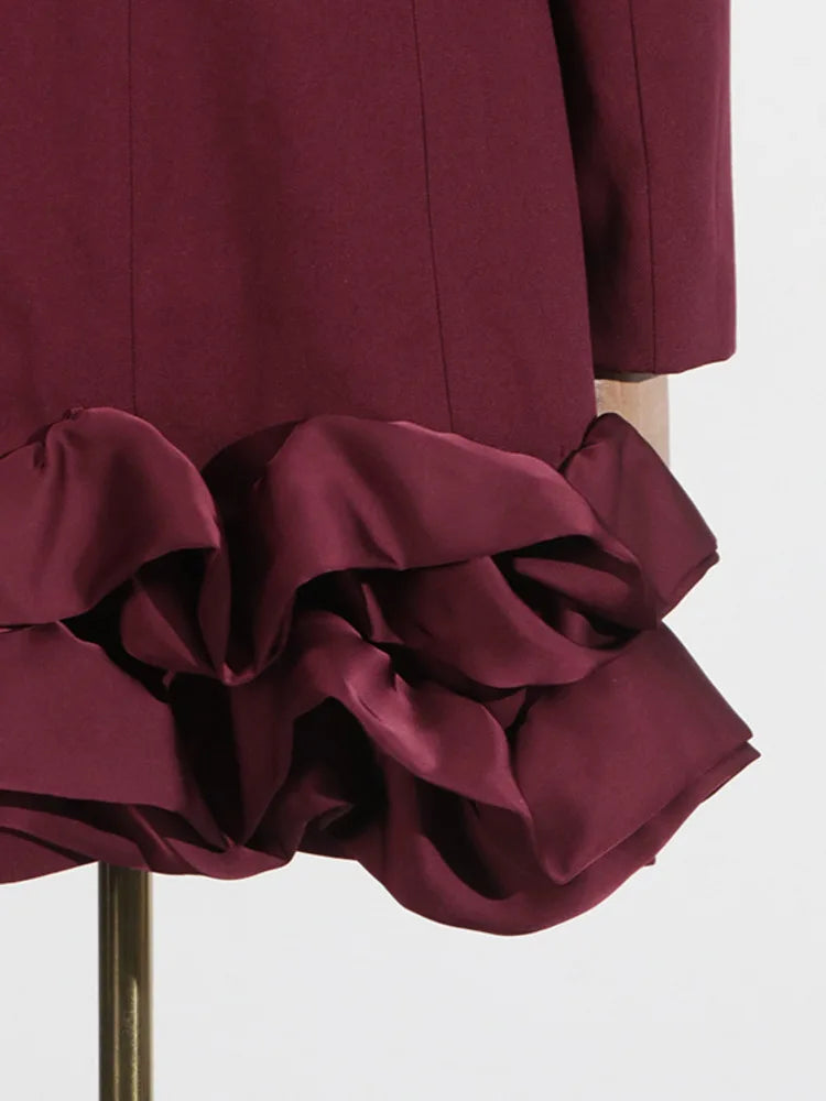 Elegant Ruffle Hem Blazer Dress