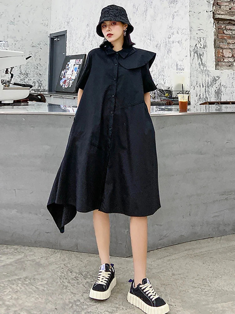 Black Shirt Dress - Avant-Garde Oversized Fit