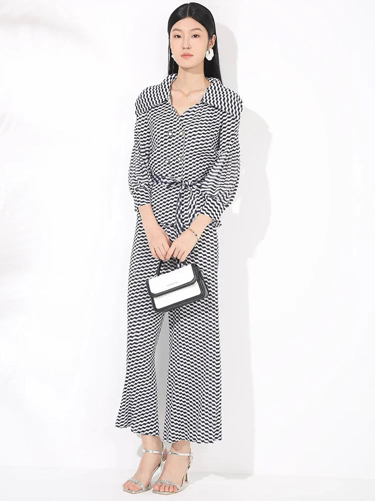 Relaxed Wavy Pleated Pant Set