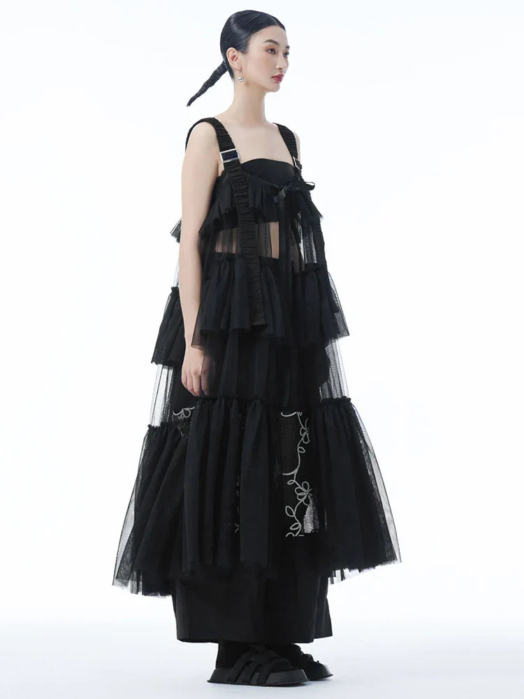 Ruffle Tiered Tulle Suspender Dress