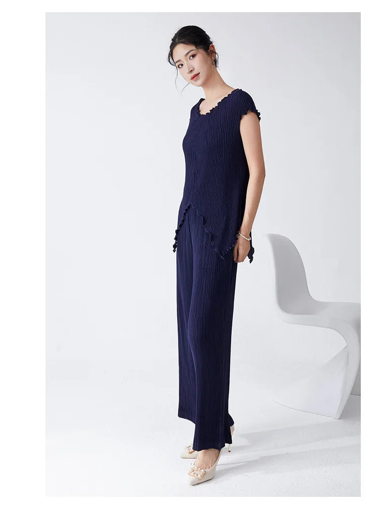 Japanese Pleated Tank & Pants Set - Truly Luxe