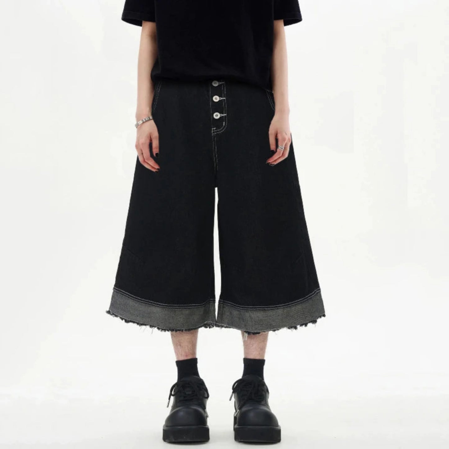 Men's Japanese Denim Wide-Leg Culottes