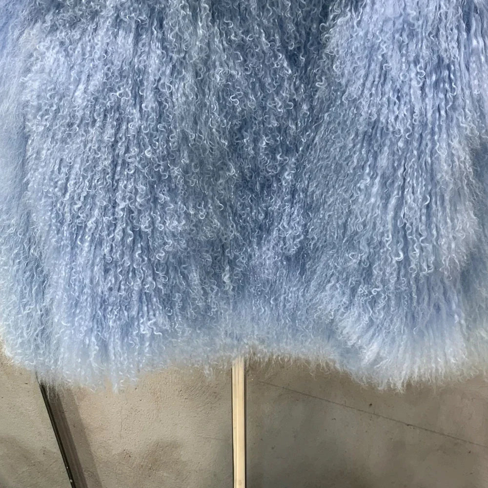 Luxury Women's Genuine Mongolian Sheepskin Fur Coat