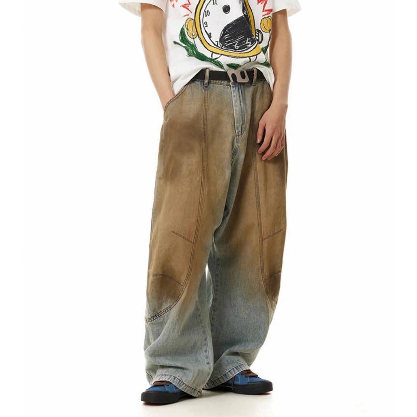 Men's Baggy Fit Stained Jeans