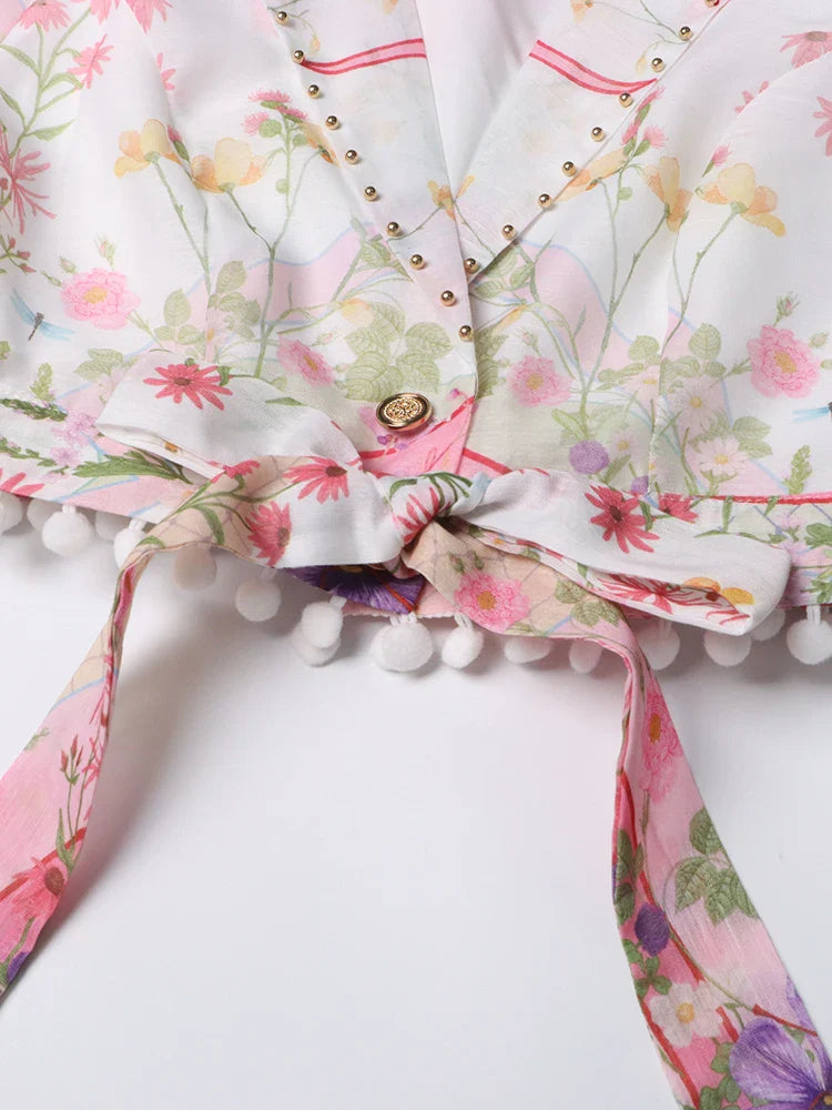 Luxury Floral Blouse and Skirt Set
