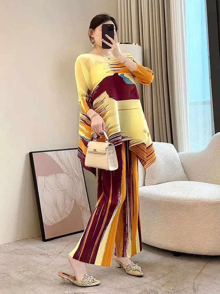 Elegant Pleated Pant 2-Piece Set