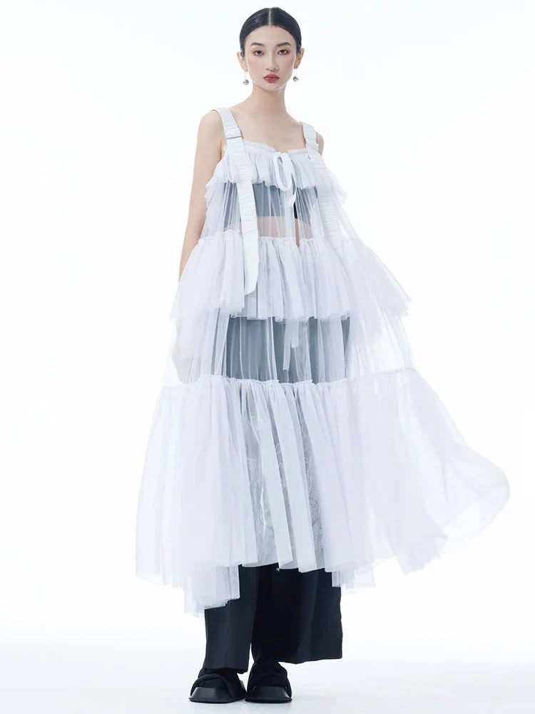 Ruffle Tiered Tulle Suspender Dress