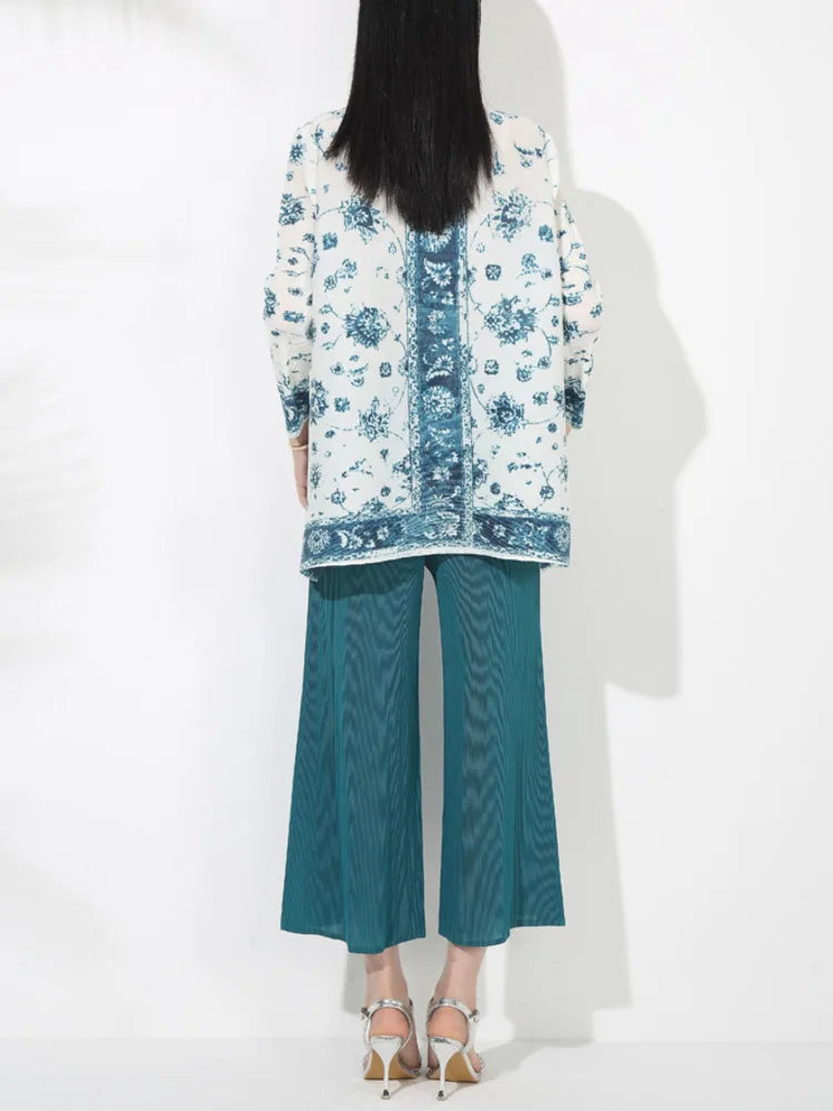 Tailored Fit Pleated Palazzo Pant Set