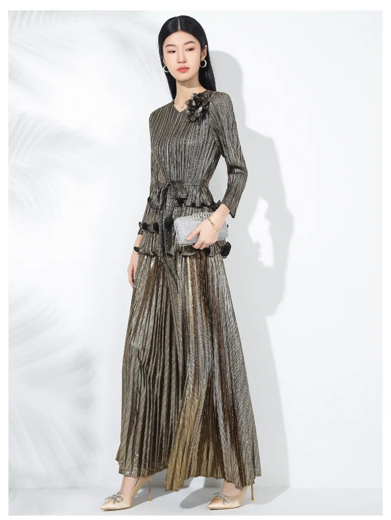 Couture Ruffle Japanese Pleated 2-Piece Set