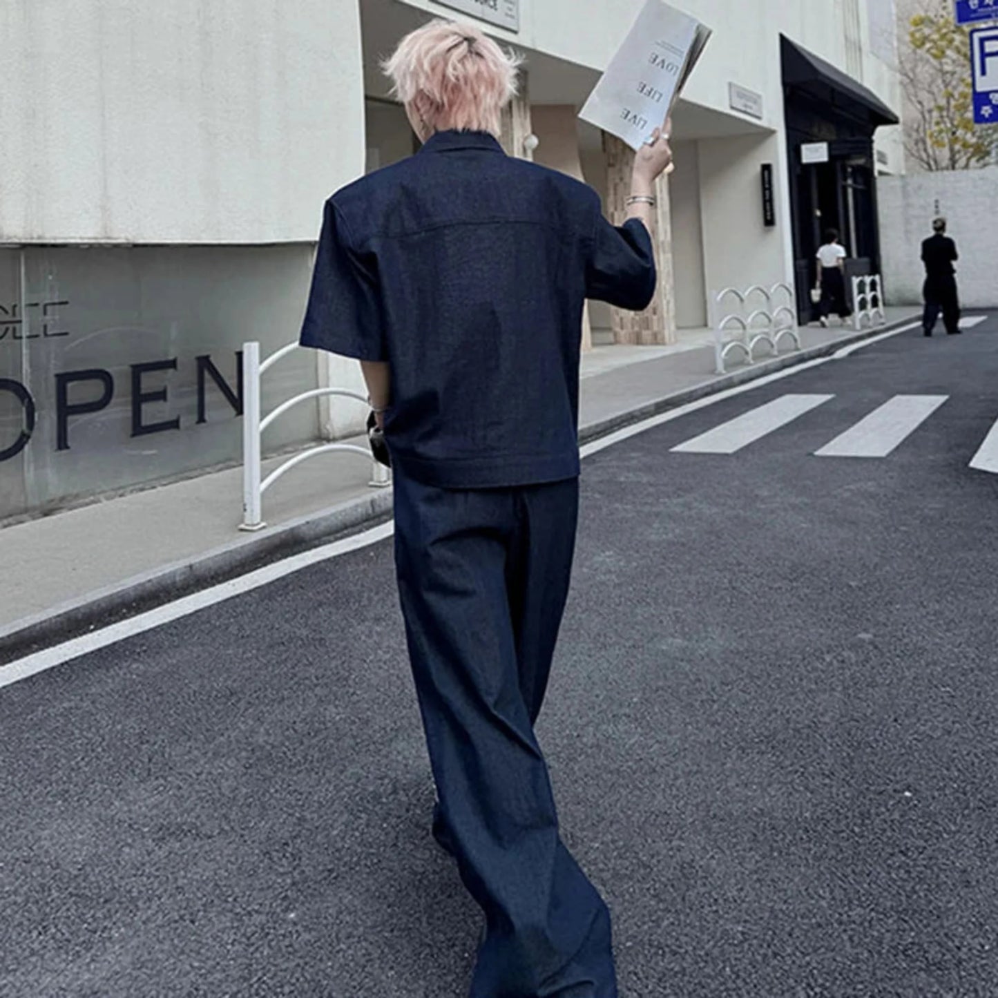 Avant-Garde Men's Japanese Denim Co-ord Set