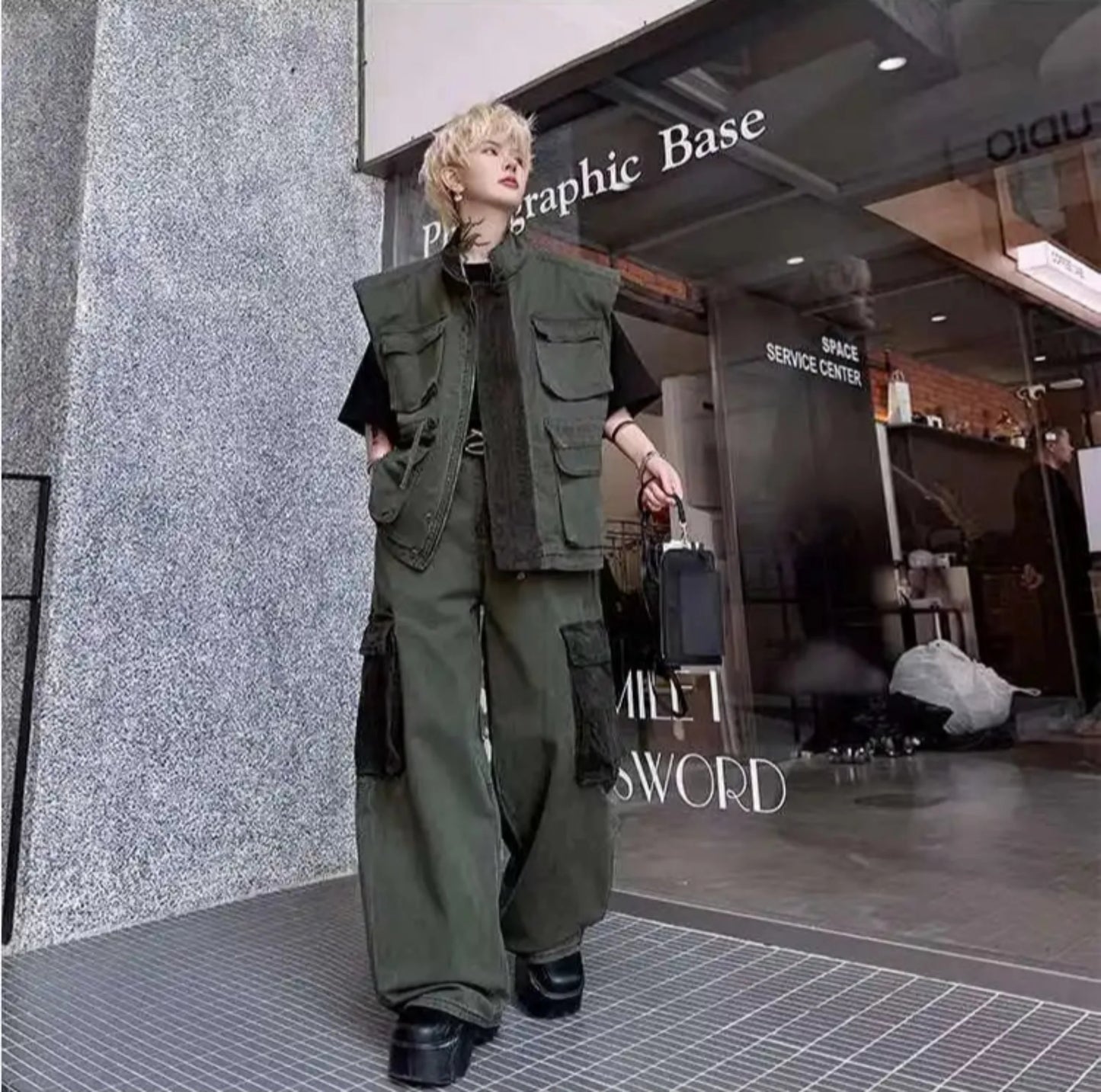 Men's Streetwear Cargo Vest & Pants