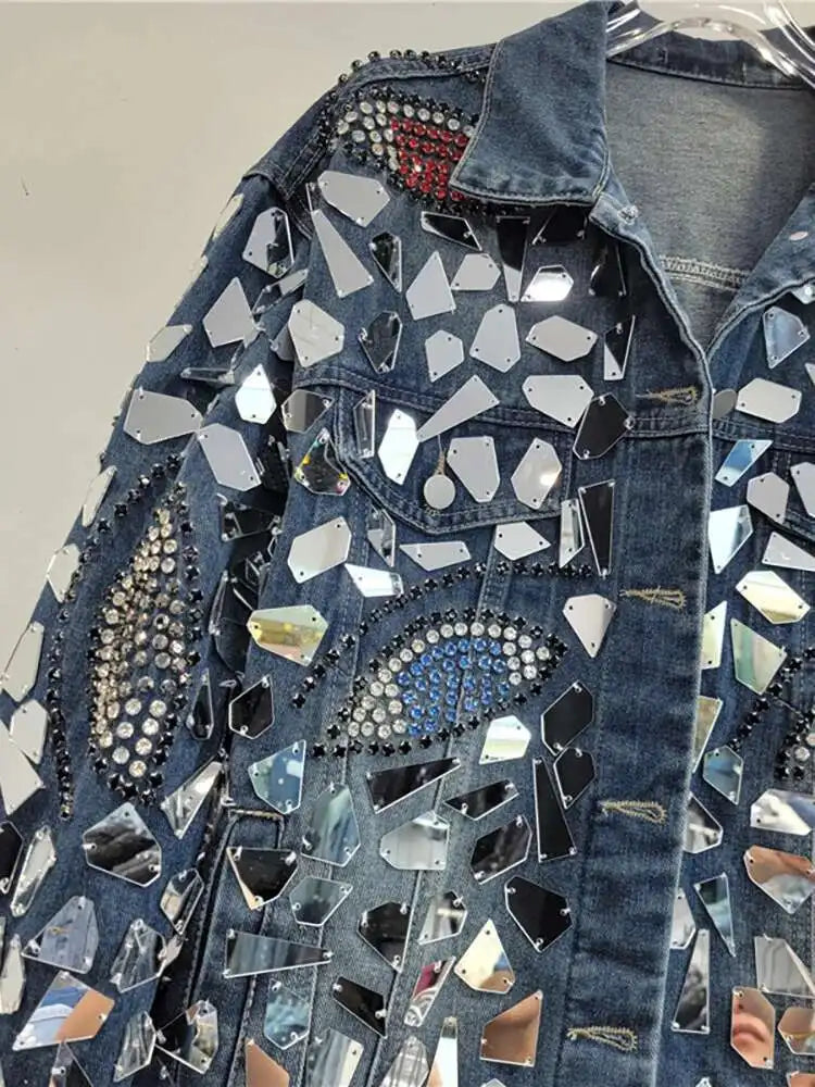 Women's Denim Geometric Mirrors Jacket