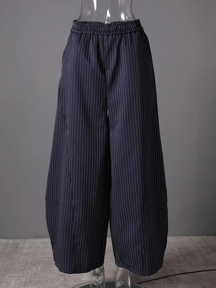 Women's Pinstripe Suit Set - Comfortable Elastic Waistband