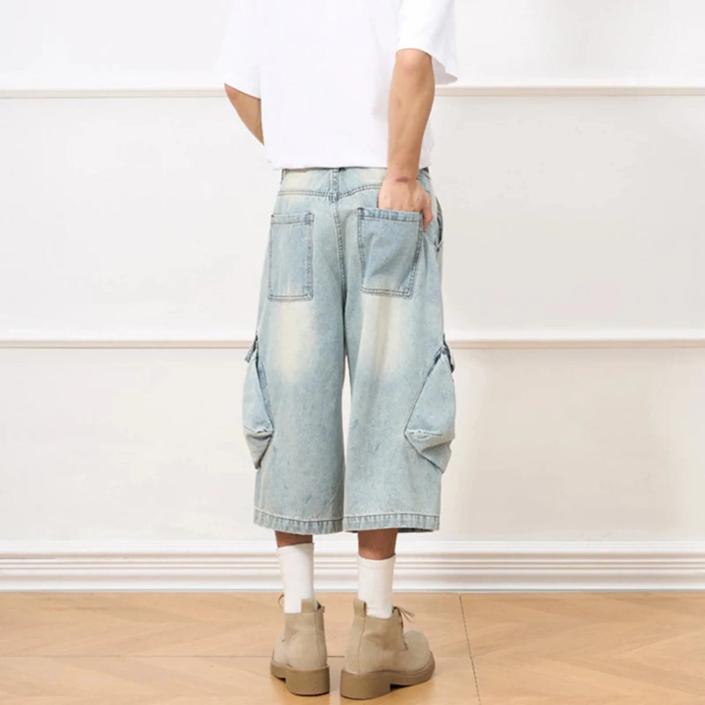 Men's Denim Bermuda Cargo Shorts
