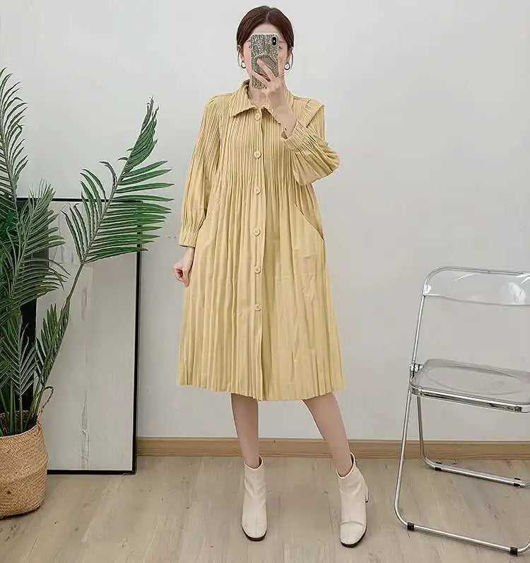 Daily Japanese Pleated Coat