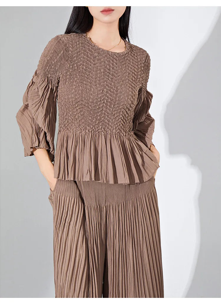 Designer Ruffle Pleated Pants & Top Set