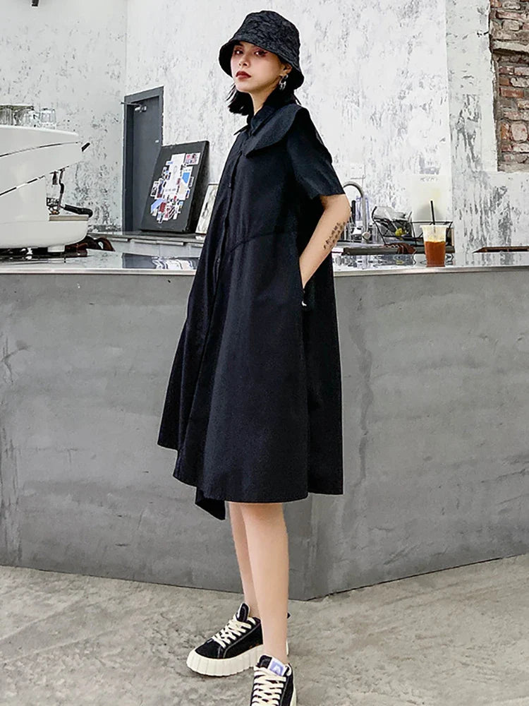 Black Shirt Dress - Avant-Garde Oversized Fit