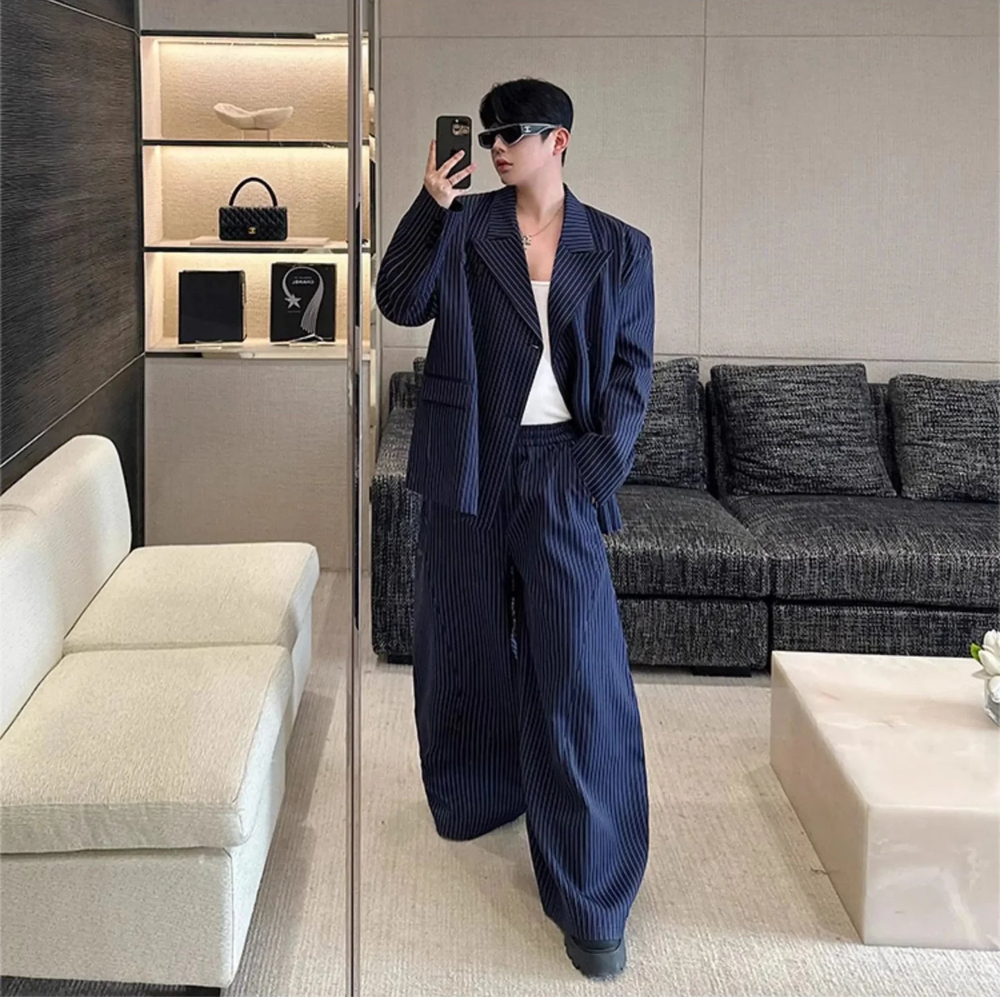 Men's Pinstripe Relaxed Fit Suit