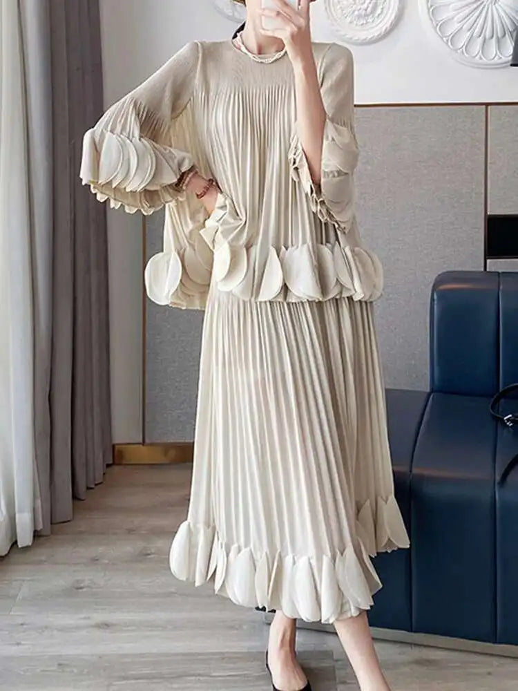 Flowy Pleated Pull-On Skirt Set