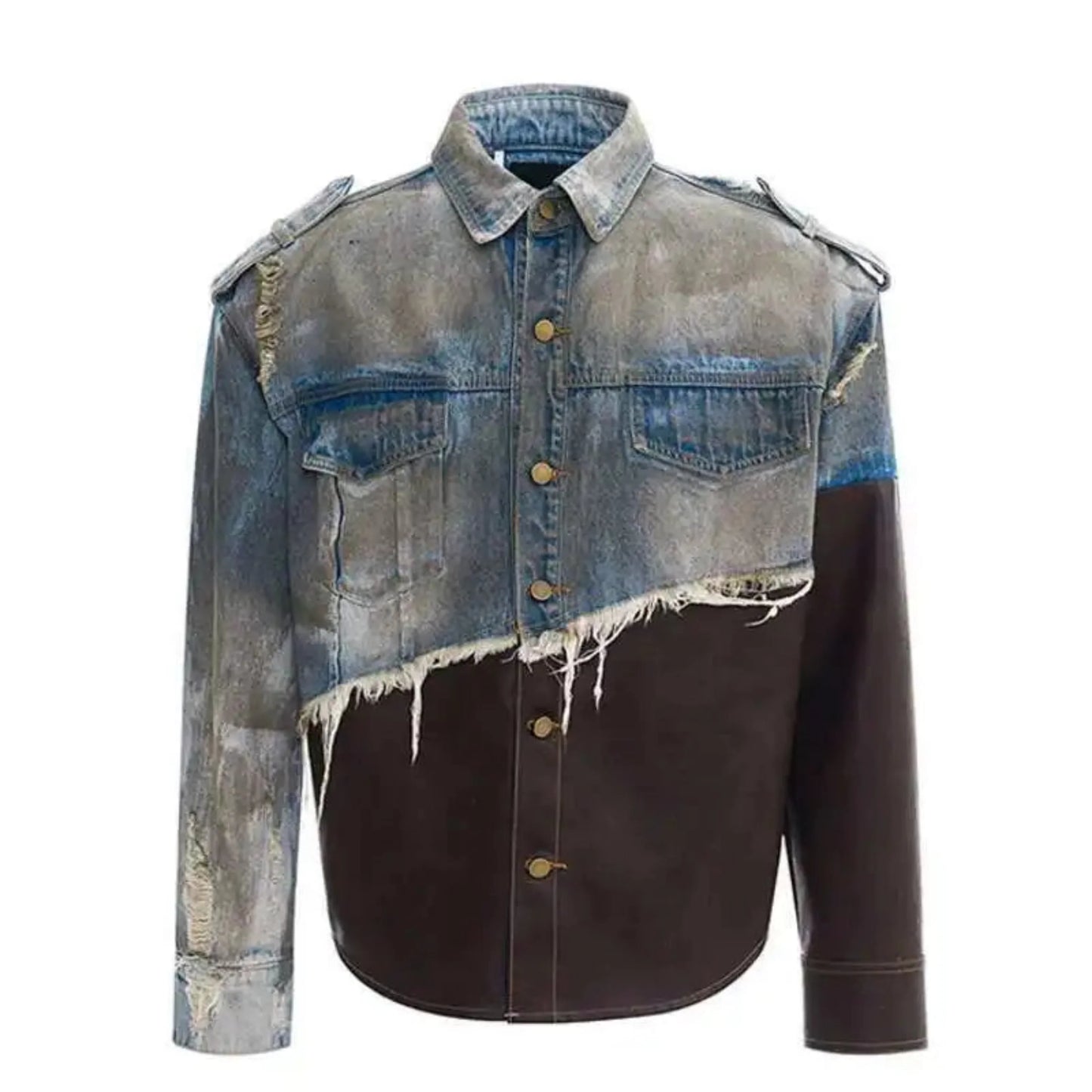 Men's Vegan Leather & Distressed Denim Set
