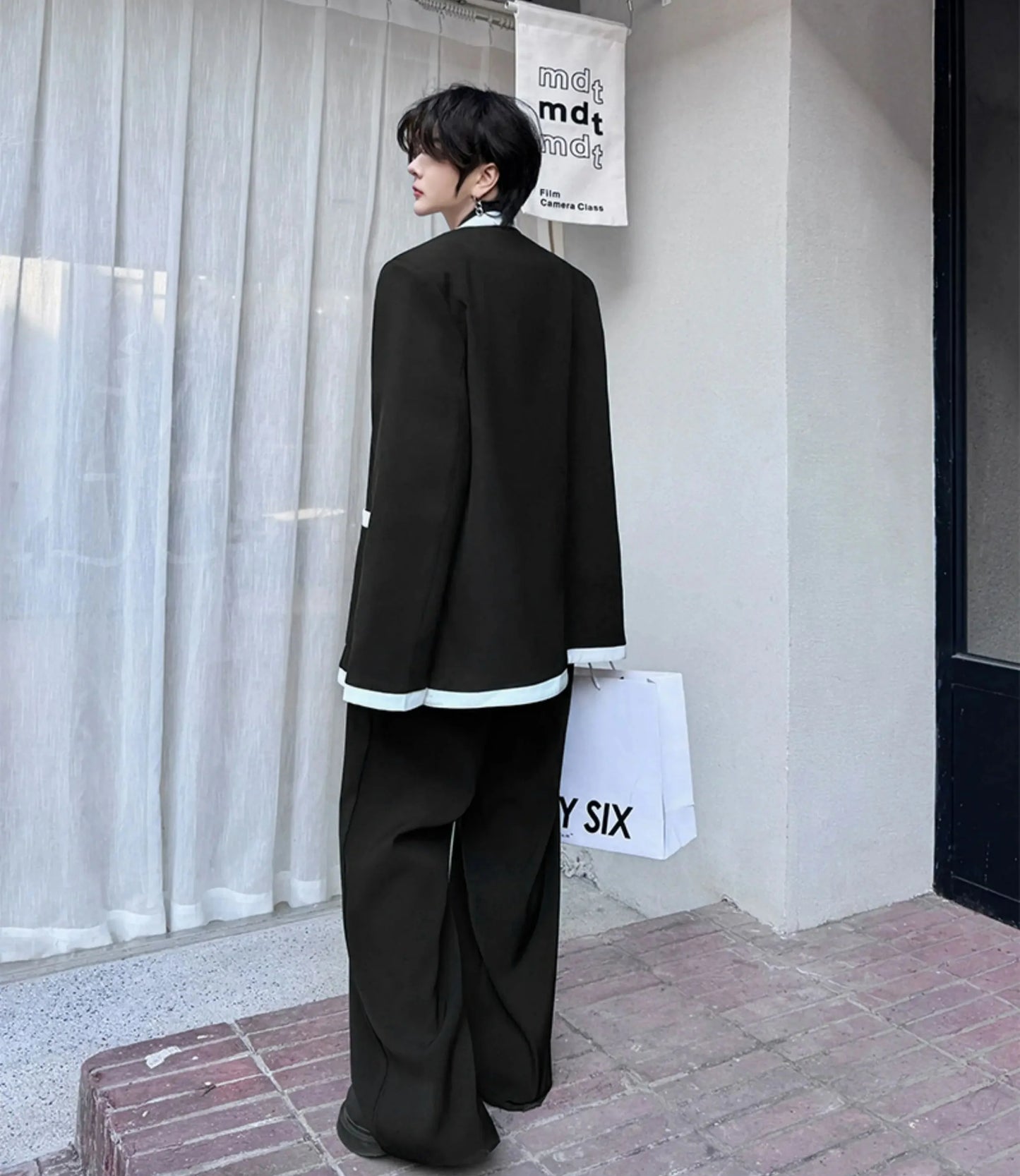 Men's Relaxed-Fit Blazer & Wide-Leg Trousers Suit Set