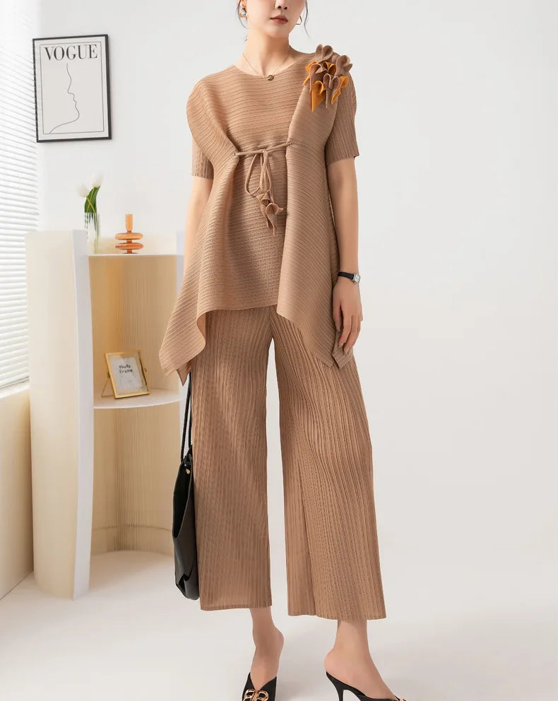Comfort Pleated Sculptural Pull-On Pant & Top Set