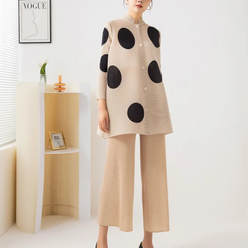 Japanese Pleated Polka Dot Pant Set