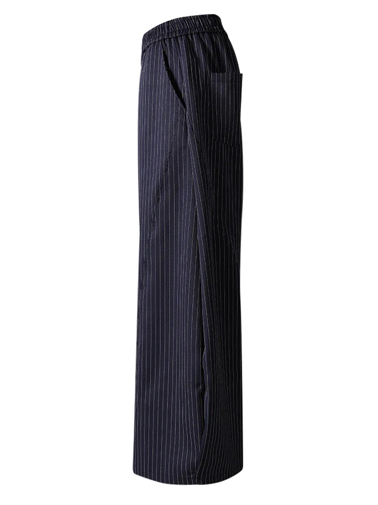 Women's Pinstripe Suit Set - Comfortable Elastic Waistband