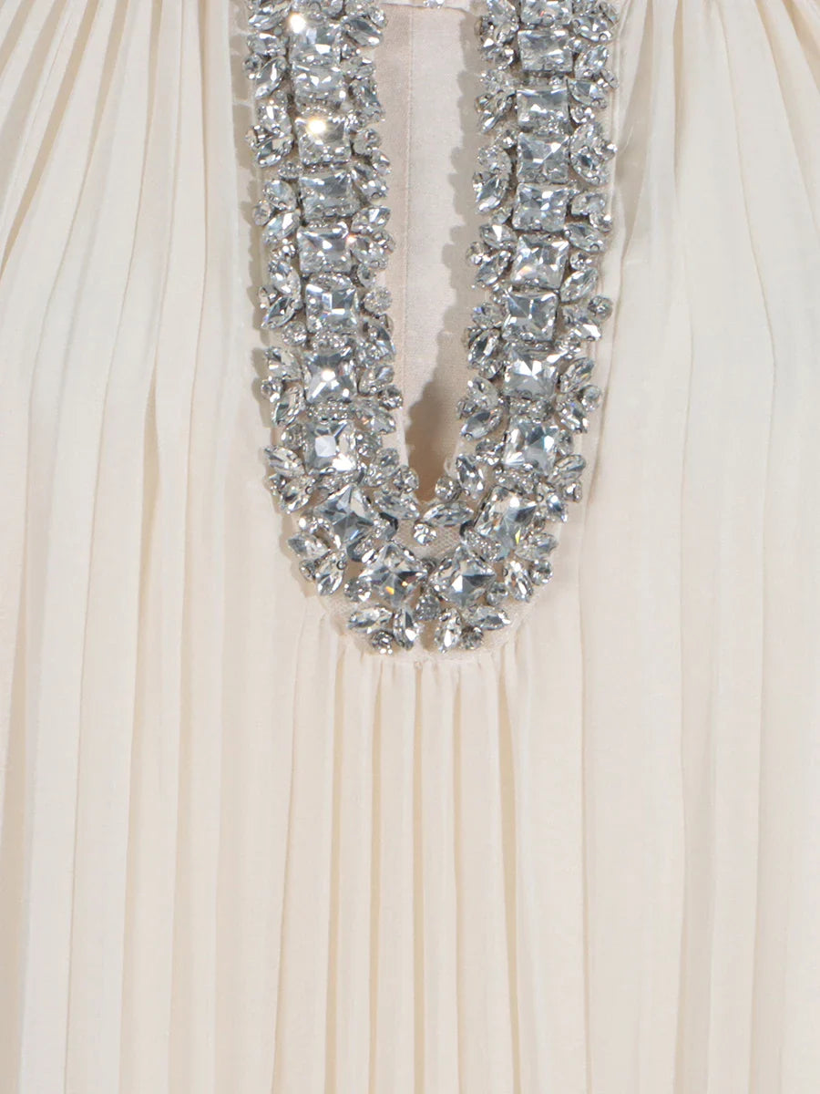 Couture Pleated Midi Dress - Diamonds & Feathers