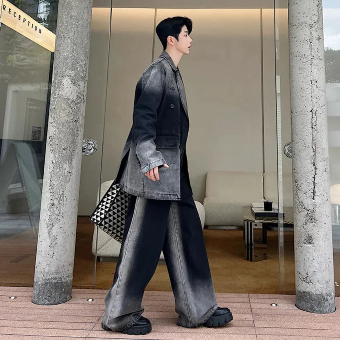 Men's Two-Tone Denim 2-Piece Set
