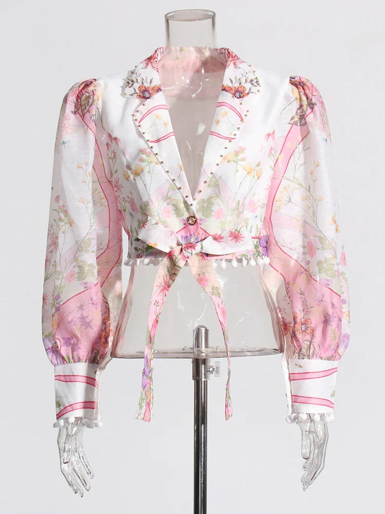 Luxury Floral Blouse and Skirt Set