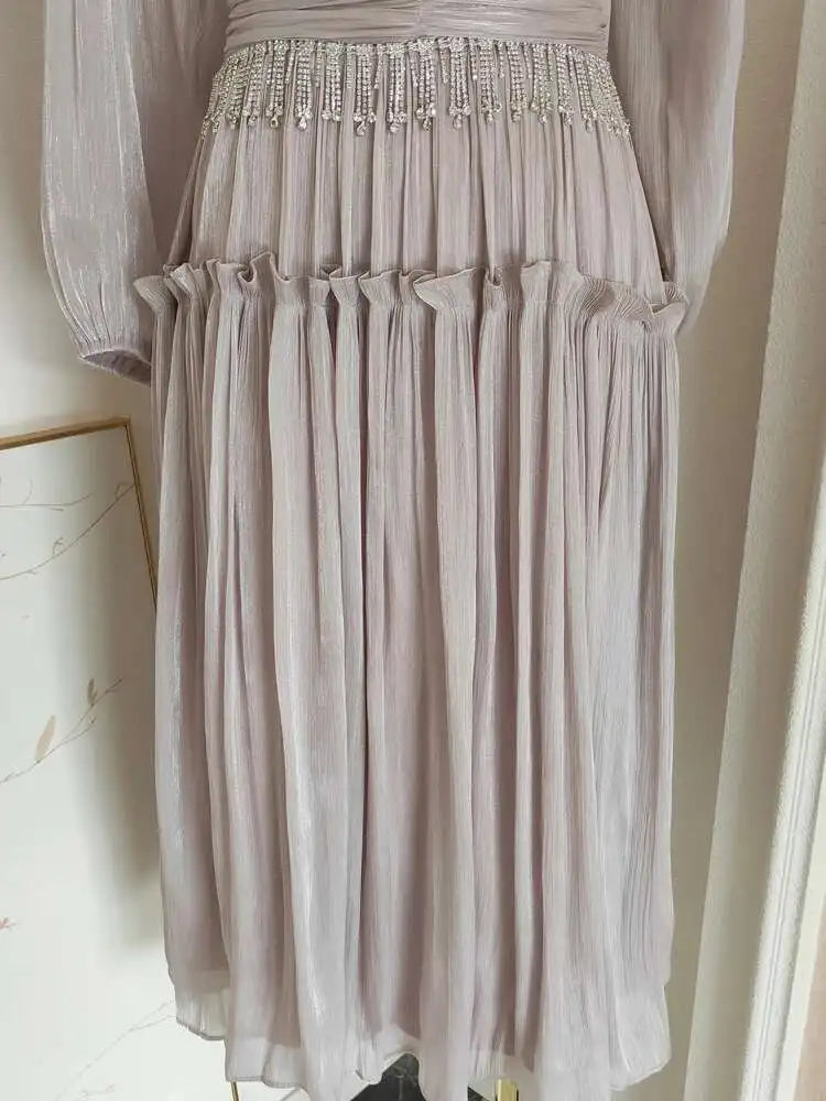 Beaded Midi High Waisted Dress