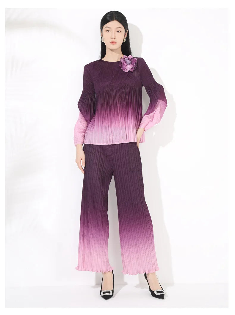 Luxe Japanese Pleated Two-Piece Set