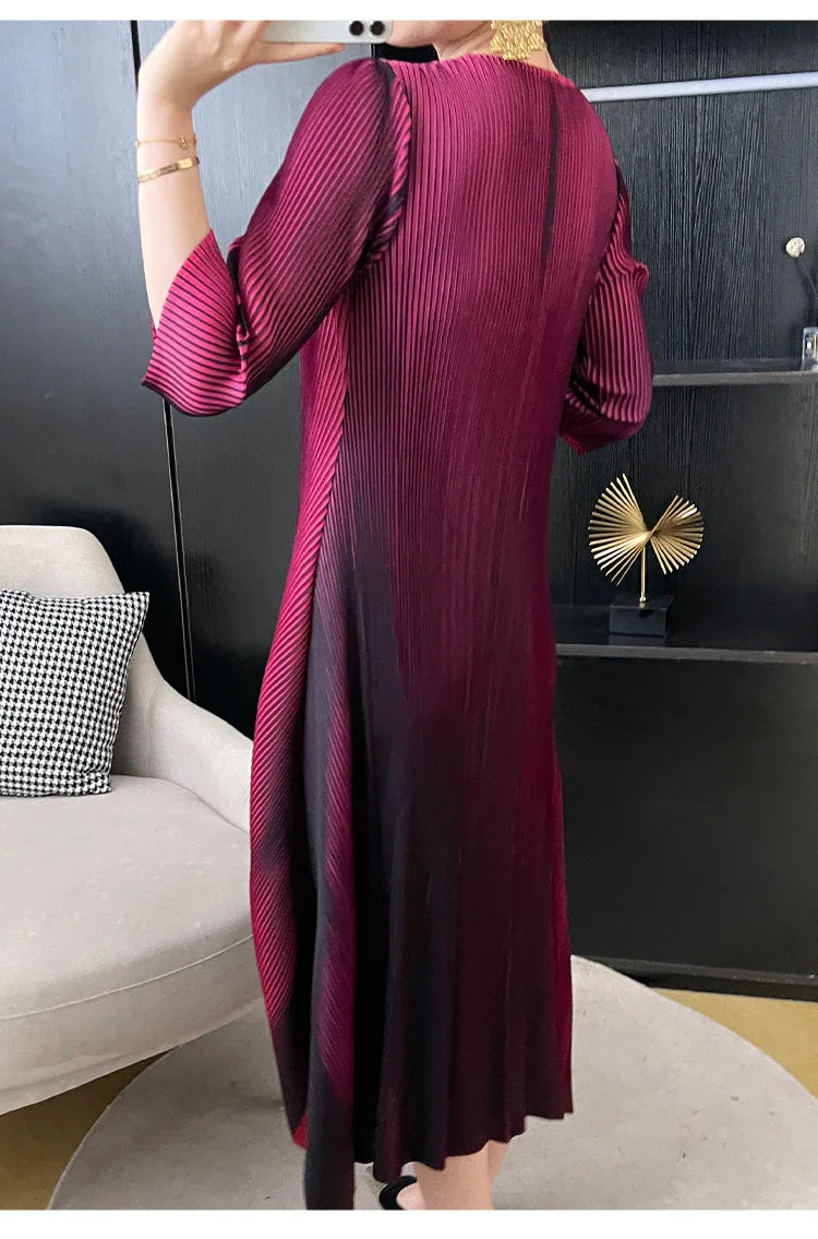 Couture Truly Pleated Midi Dress - 3/4 Sleeves