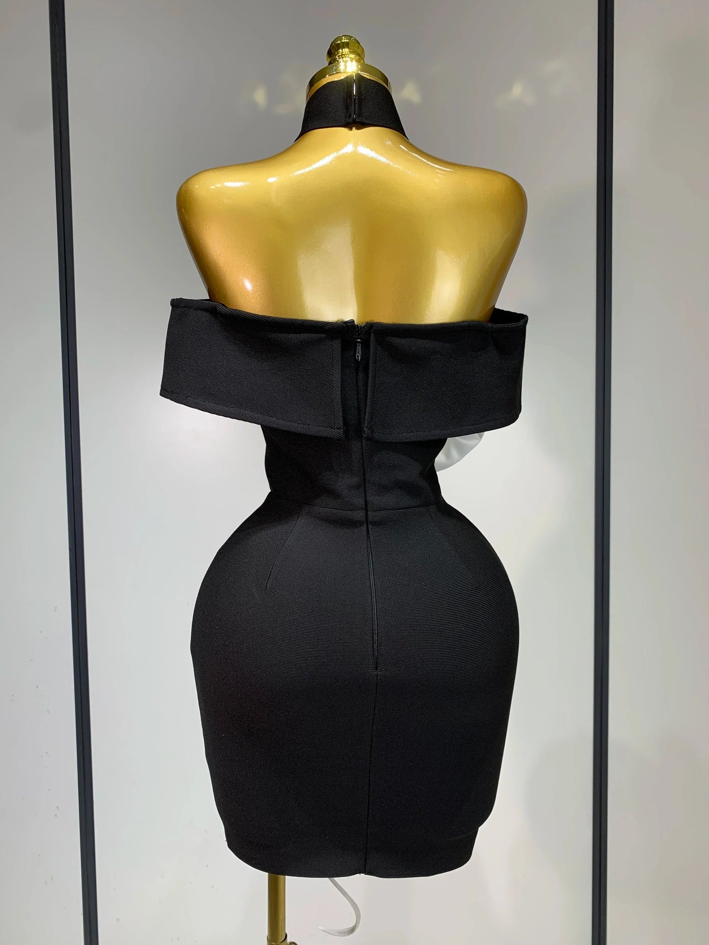 Luxe Black Bodycon Mini Dress