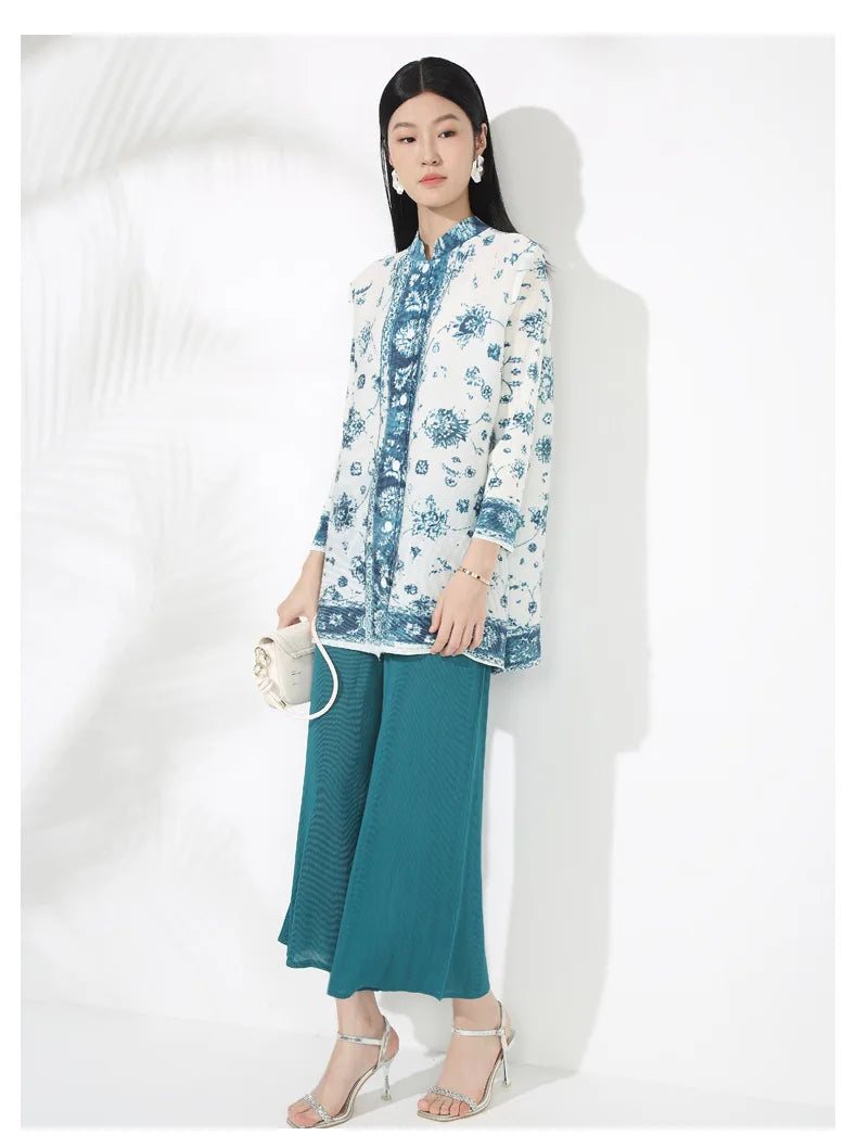 Tailored Fit Pleated Palazzo Pant Set