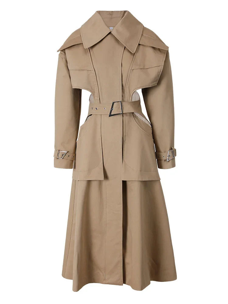 Luxury Avant-Garde Belted Trench Coat
