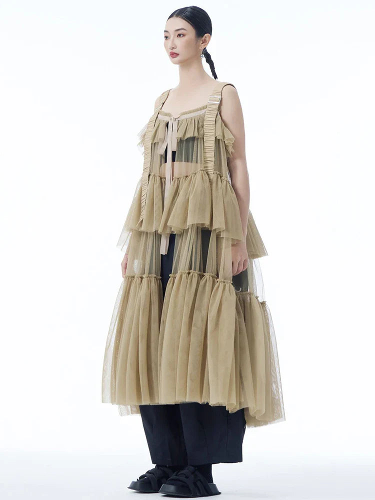Ruffle Tiered Tulle Suspender Dress