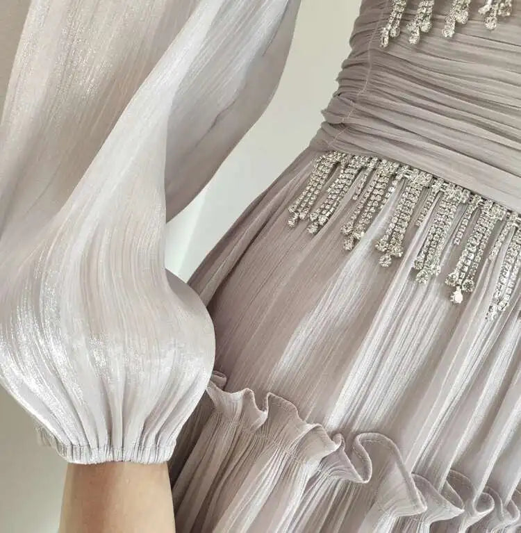 Beaded Midi High Waisted Dress