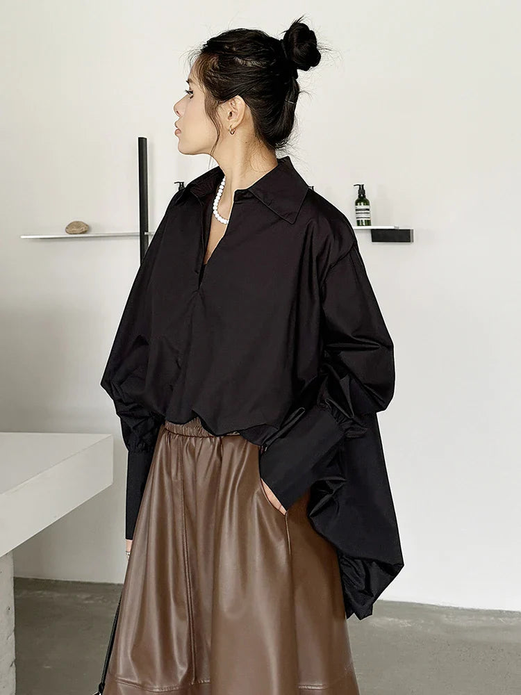 Voluminous Sculptural Draped White Blouse