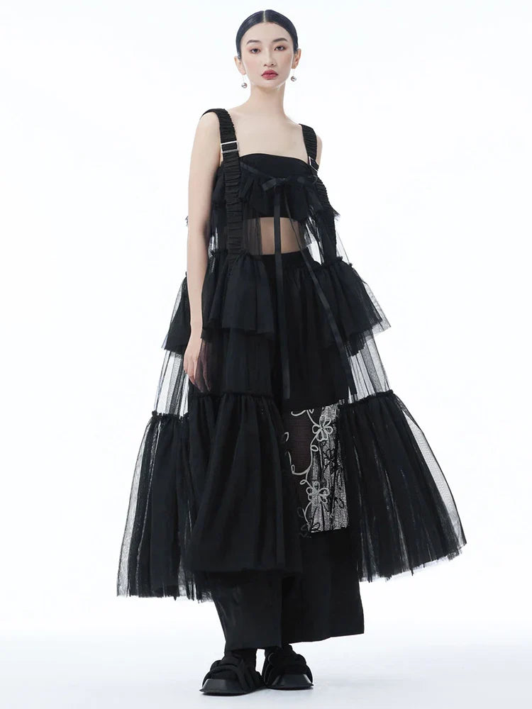 Ruffle Tiered Tulle Suspender Dress