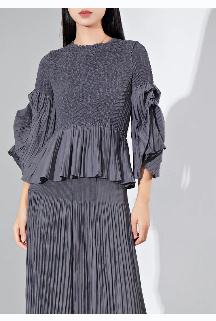 Designer Ruffle Pleated Pants & Top Set