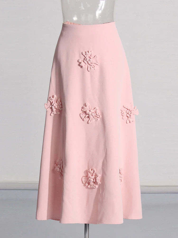 Luxury Pink Floral Crop Top & Skirt Set