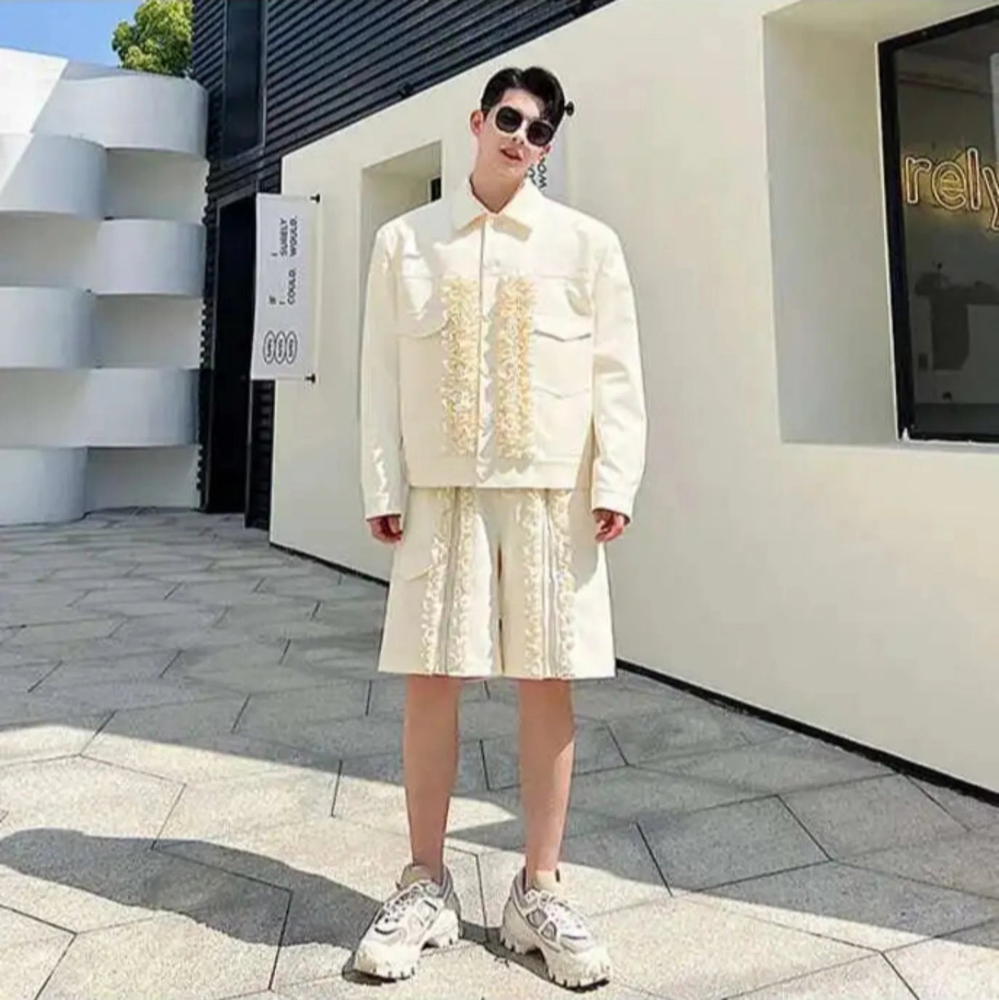 Men's Luxury Embroidered Shorts Set