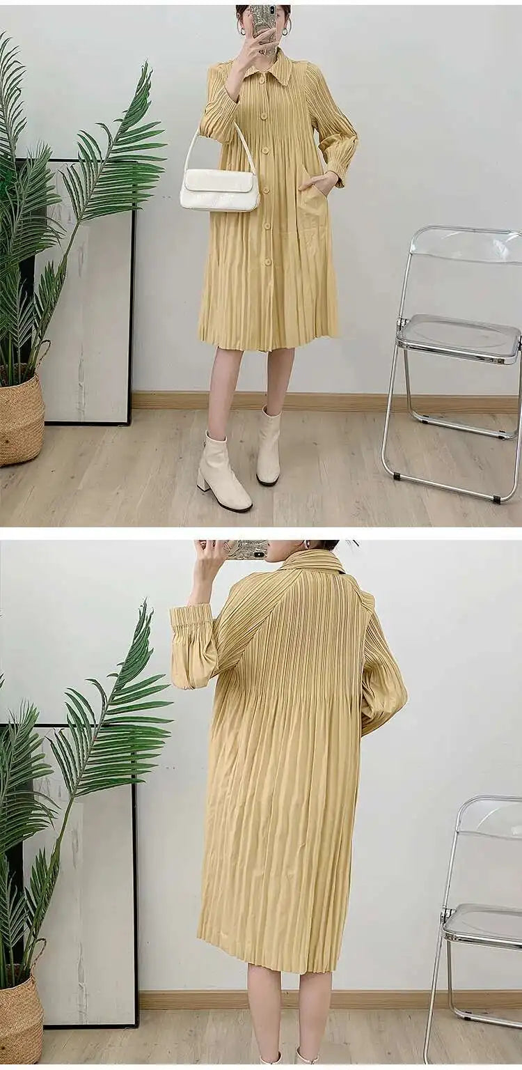 Daily Japanese Pleated Coat